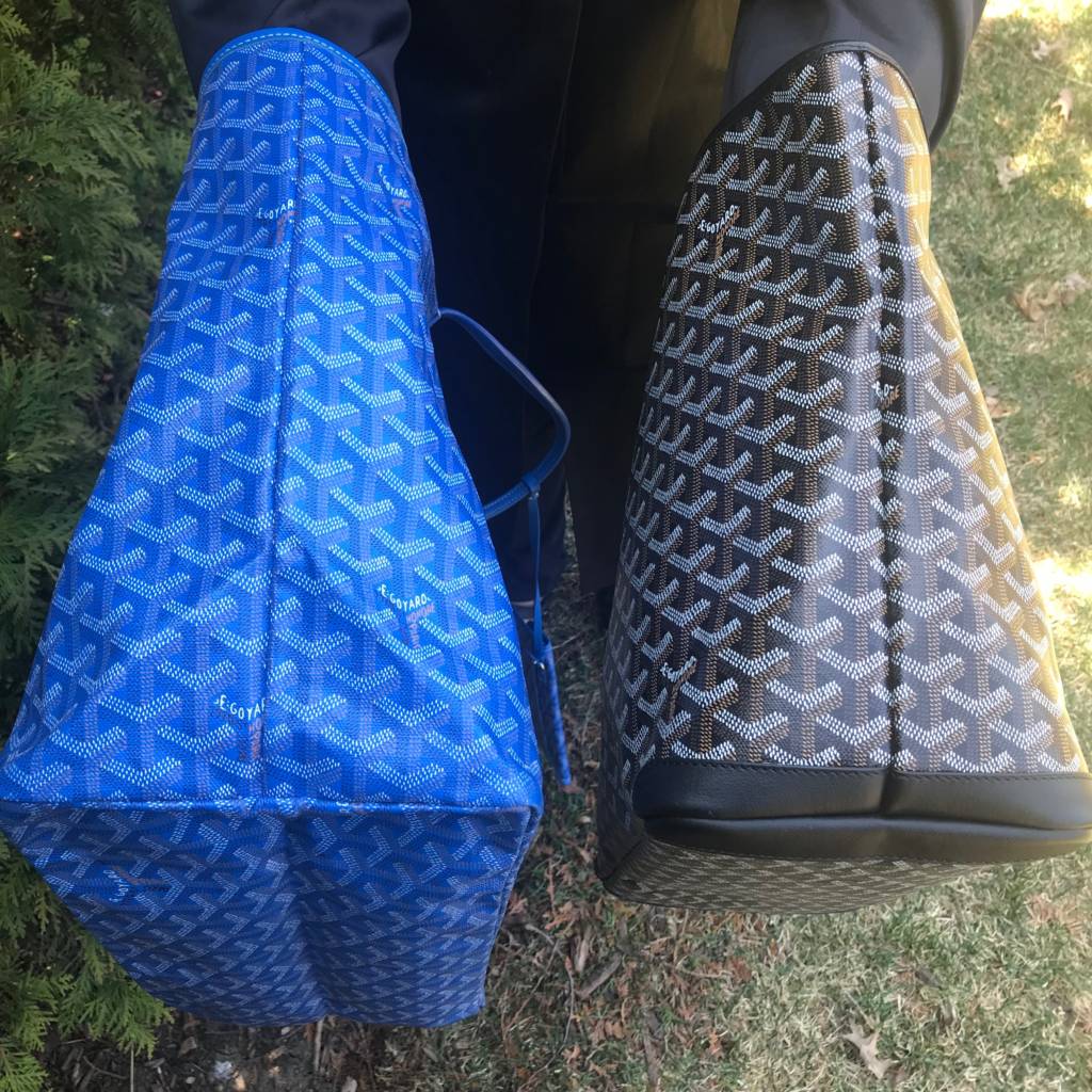 comparison of goyard saint louis tote GM blue goyard artois tote mm